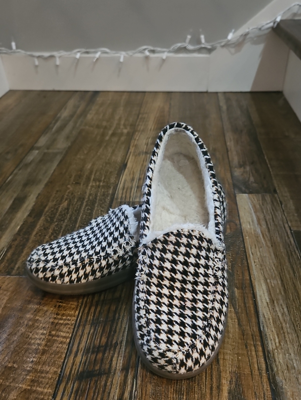 Vionic Houndstooth Slip-On Fleece Lined Slippers Rubber No Slip Sole Size‎ 8 - Picture 5 of 9